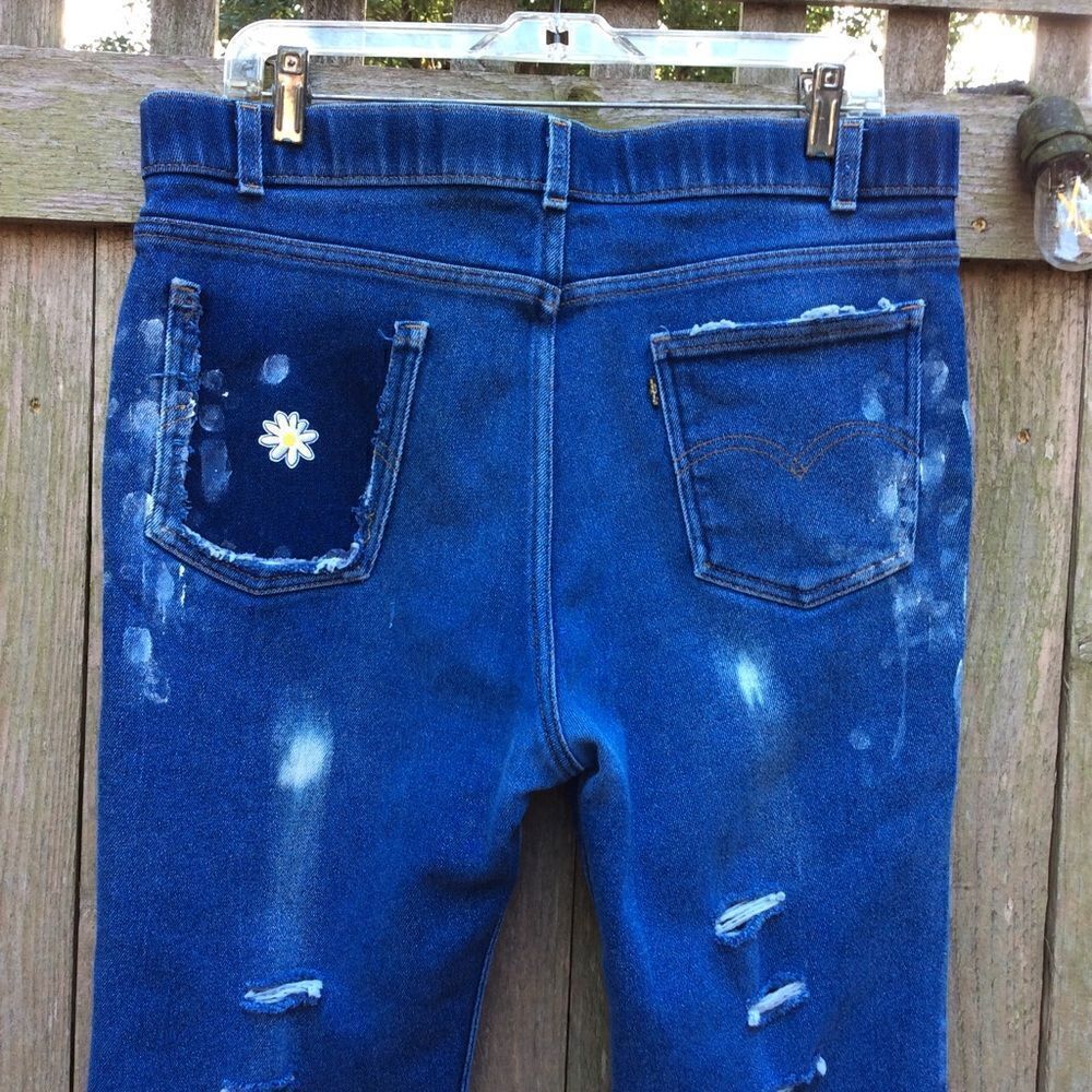 VINTAGE LEVI’S DISTRESSED PRAIRIE JEANS! SZ L - Picture 6 of 12